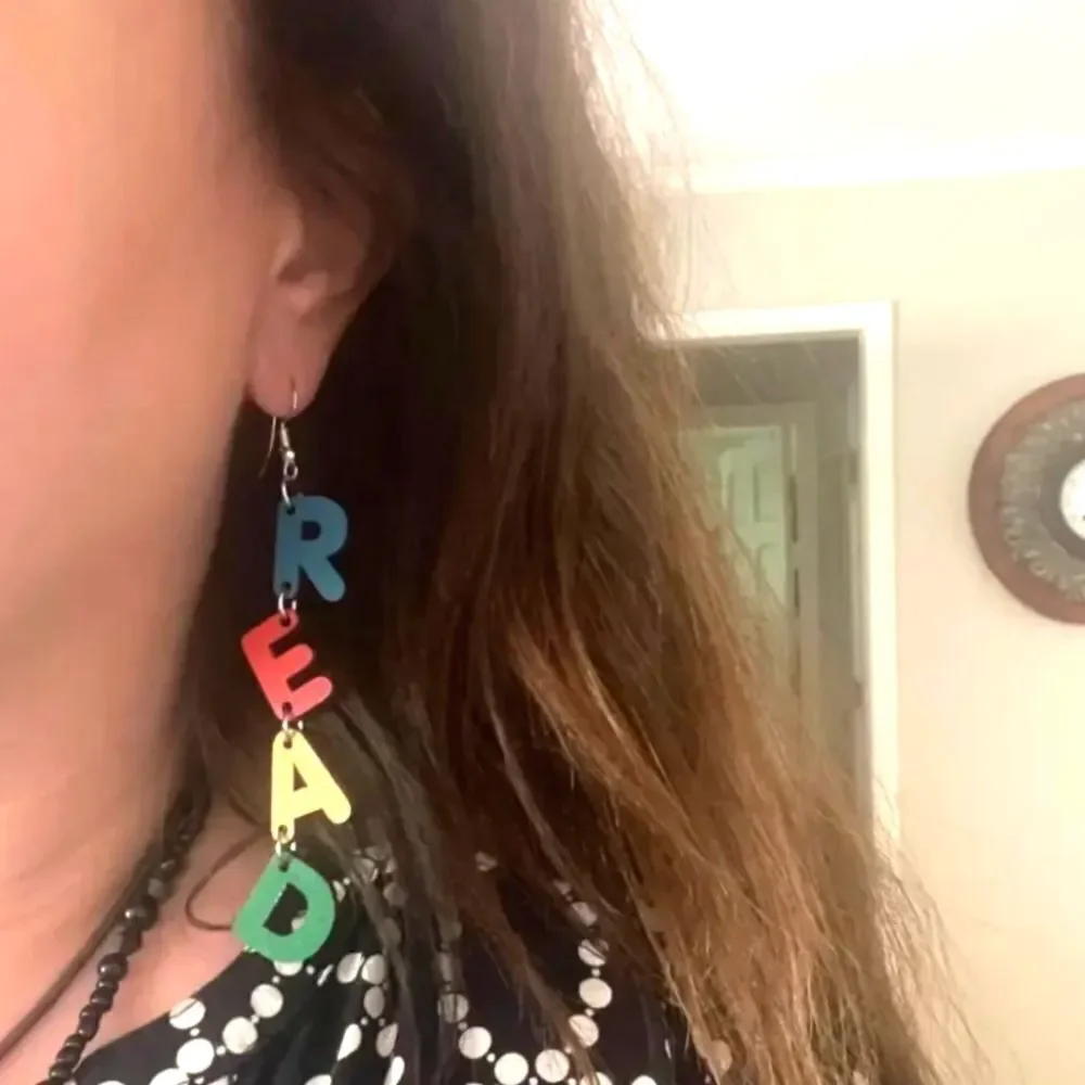 Colorful Read  fun dangle earrings For Kids And Adults
